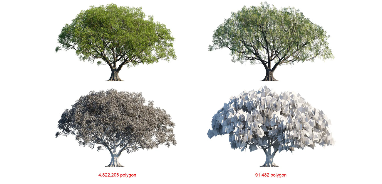 Comparision between high poly and low poly models